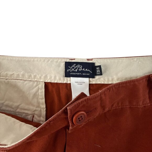 L.L. Bean Rust Orange Chino Pants 42x34 Mens Classic Fit 100% Cotton Casual - Picture 6 of 6